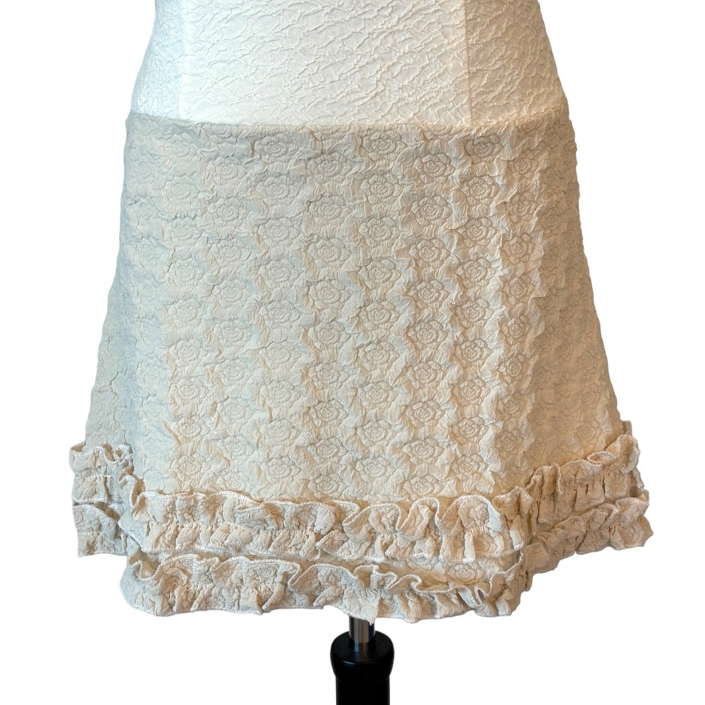 Two Tone Textured Ruffle Stretch Dress Small - Picture 3 of 9